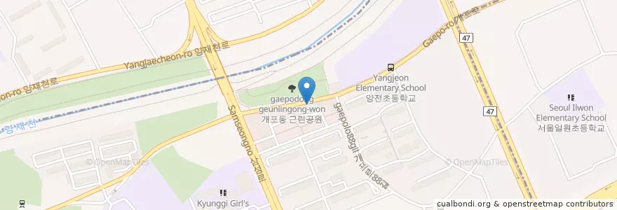 Mapa de ubicacion de 배스킨라빈스 31 en South Korea, Seoul, Gangnam-Gu, Gaepo-Dong, Gaepo 2(I)-Dong.
