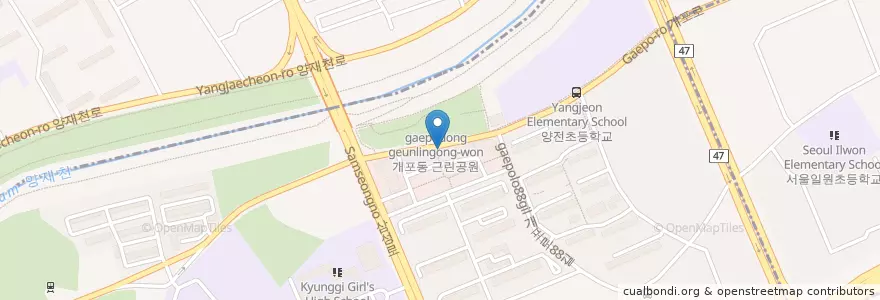 Mapa de ubicacion de 던킨도너츠 en Güney Kore, Seul, 강남구, 개포동, 개포2동.