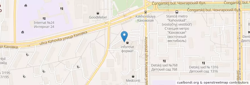 Mapa de ubicacion de Альфа-Банк en روسيا, Центральный Федеральный Округ, Москва, Юго-Западный Административный Округ, Район Зюзино.