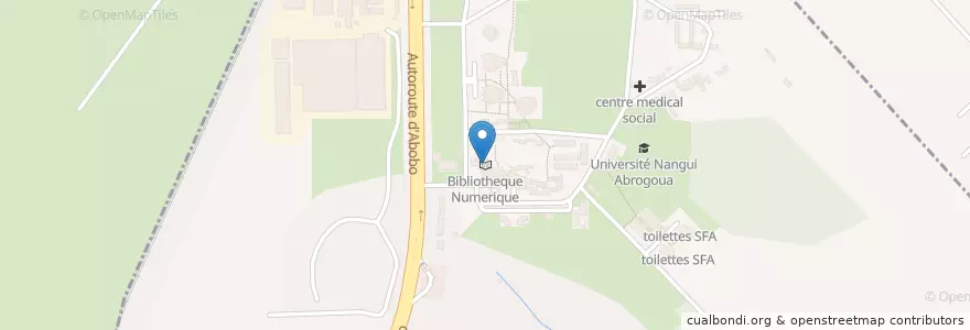 Mapa de ubicacion de Bibliotheque Numerique en Кот-Д’Ивуар, Абиджан, Adjamé.
