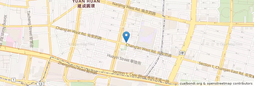 Mapa de ubicacion de 紅廚 排骨飯 牛肉麵 en 臺灣, 新北市, 臺北市, 大同區.