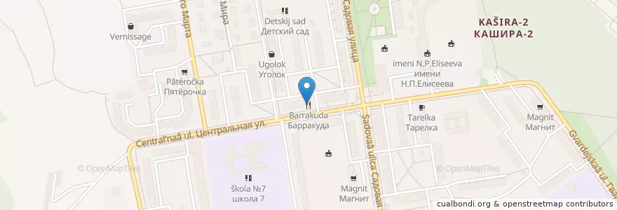 Mapa de ubicacion de Барракуда en روسيا, Центральный Федеральный Округ, محافظة موسكو, Городской Округ Кашира.