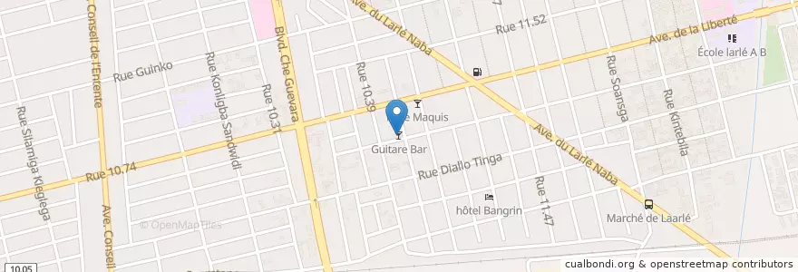 Mapa de ubicacion de Guitare Bar en Burkina Faso, Mitte, Kadiogo, Ouagadougou.