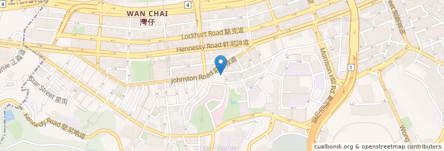 Mapa de ubicacion de 標記雲吞麵 en Китай, Гуандун, Гонконг, Гонконг, Новые Территории, 灣仔區 Wan Chai District.