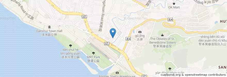 Mapa de ubicacion de 喜樂牛肉麵 en 台湾, 新北市, 淡水区.