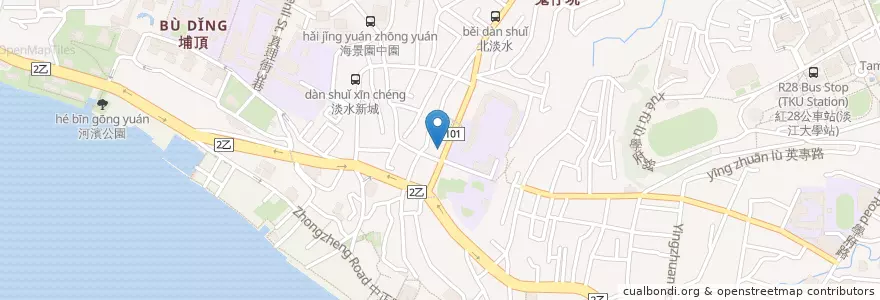 Mapa de ubicacion de 淡水動物醫院 en Taiwan, Nuova Taipei, Distretto Di Tamsui.