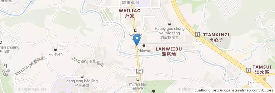 Mapa de ubicacion de 鬍鬚張魯肉飯 en 臺灣, 新北市, 淡水區.