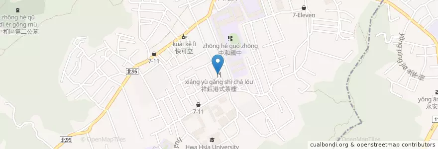 Mapa de ubicacion de 祥鈺港式茶樓 en 타이완, 신베이 시, 중허 구.