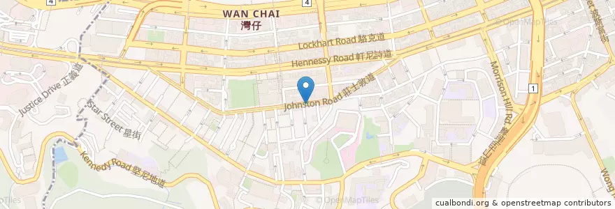 Mapa de ubicacion de 中國建設銀行(亞洲) China Construction Bank (Asia) en Chine, Guangdong, Hong Kong, Île De Hong Kong, Nouveaux Territoires, 灣仔區 Wan Chai District.