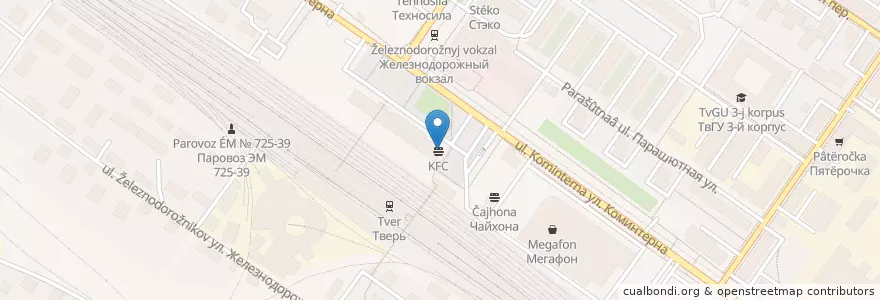 Mapa de ubicacion de KFC en Rusia, Центральный Федеральный Округ, Тверская Область, Городской Округ Тверь, Калининский Район.