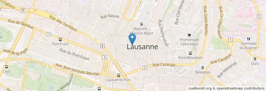 Mapa de ubicacion de Bosphore en Швейцария, Во, District De Lausanne, Lausanne.