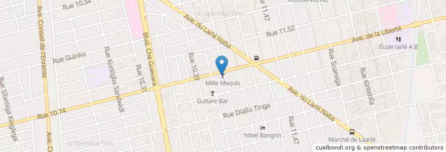 Mapa de ubicacion de Mille Maquis en ブルキナファソ, Centre, Kadiogo, ワガドゥグー.