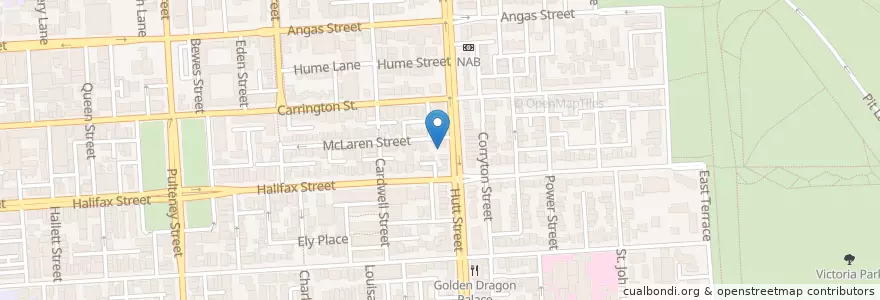 Mapa de ubicacion de ANZ en Australia, Australia Meridional, Adelaide, Adelaide City Council.