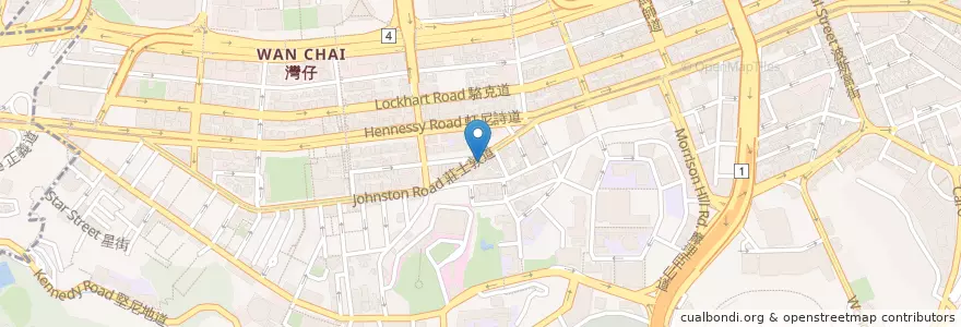 Mapa de ubicacion de 雅園茶餐廳 en Китай, Гуандун, Гонконг, Гонконг, Новые Территории, 灣仔區 Wan Chai District.