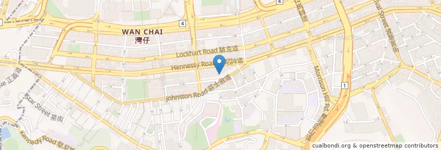 Mapa de ubicacion de 意廊 Avanti Pizzeria en Китай, Гуандун, Гонконг, Гонконг, Новые Территории, 灣仔區 Wan Chai District.