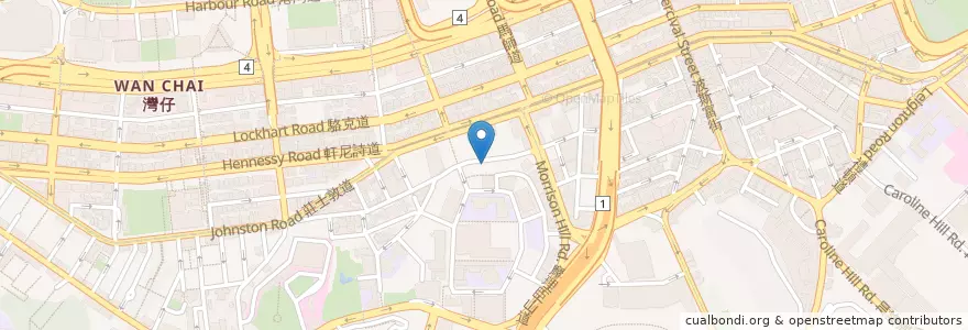 Mapa de ubicacion de 譚仔三哥 en 中国, 広東省, 香港, 香港島, 新界, 灣仔區 Wan Chai District.