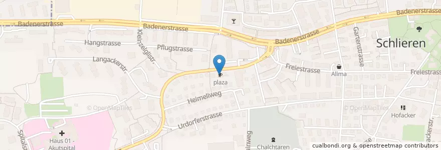 Mapa de ubicacion de plaza en سوئیس, زوریخ, Bezirk Dietikon, Schlieren.