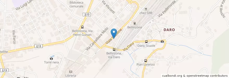 Mapa de ubicacion de Ristorante Pub 30 en Schweiz/Suisse/Svizzera/Svizra, Ticino, Distretto Di Bellinzona, Circolo Di Bellinzona, Bellinzona.