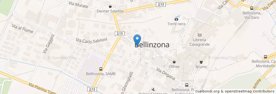 Mapa de ubicacion de Osteria Mistral en Suiza, Tesino, Distretto Di Bellinzona, Circolo Di Bellinzona, Bellinzona.
