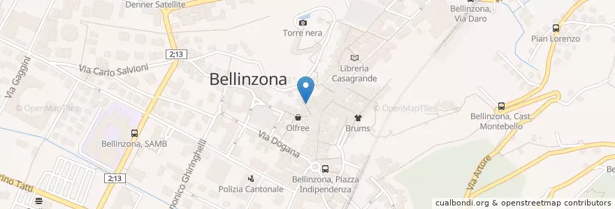 Mapa de ubicacion de Cantinin dal Gatt en سويسرا, Ticino, Distretto Di Bellinzona, Circolo Di Bellinzona, Bellinzona.