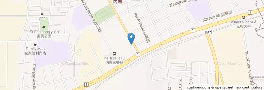 Mapa de ubicacion de 民安牛肉麵 en 臺灣, 桃園市, 中壢區.