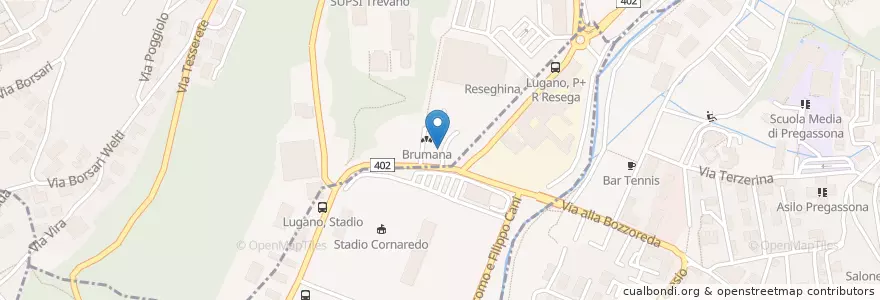 Mapa de ubicacion de pizzeria Resega en Швейцария, Тичино, Лугано, Circolo Di Lugano Ovest, Porza.