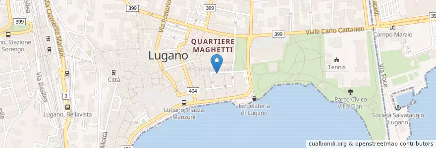 Mapa de ubicacion de Corner Banca en 瑞士, Ticino, Distretto Di Lugano, Lugano, Circolo Di Lugano Ovest.