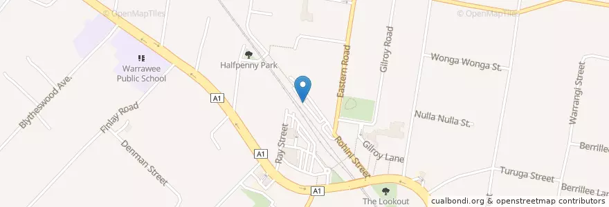 Mapa de ubicacion de Turramurra Station Car Park en Australia, Nueva Gales Del Sur, Sydney, Ku-Ring-Gai Council.