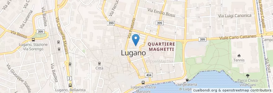 Mapa de ubicacion de UBS Lugano centro en Schweiz/Suisse/Svizzera/Svizra, Ticino, Distretto Di Lugano, Lugano, Circolo Di Lugano Ovest.