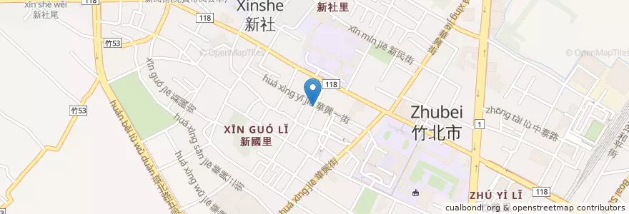 Mapa de ubicacion de 福德祠 en Taiwan, Taiwan, 新竹縣, Zhubei.