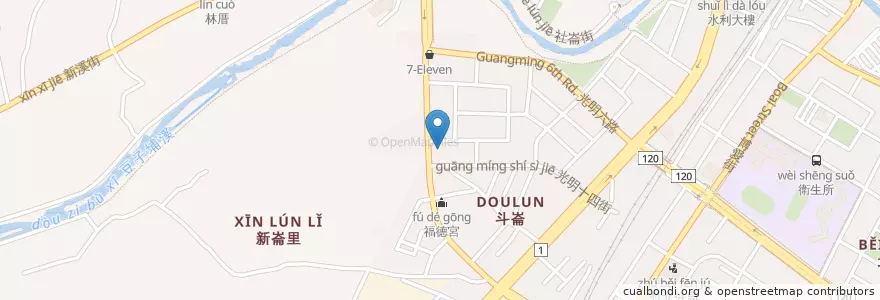 Mapa de ubicacion de 福德宮 en Тайвань, Тайвань, Уезд Синьчжу, 竹北市.