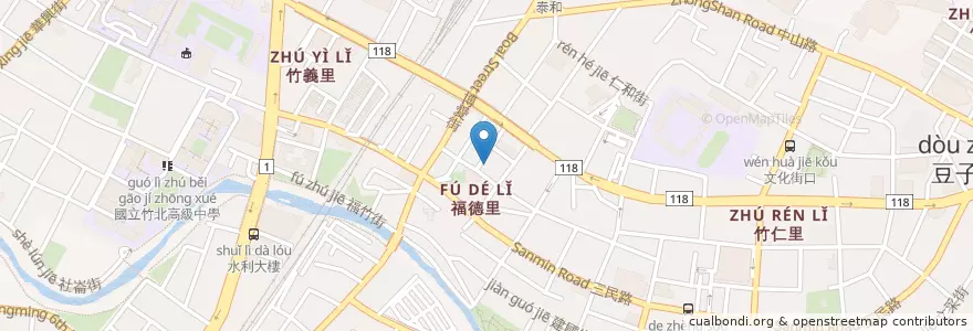 Mapa de ubicacion de 德興宮 en Taiwan, Taiwan Province, Hsinchu County, Zhubei City.