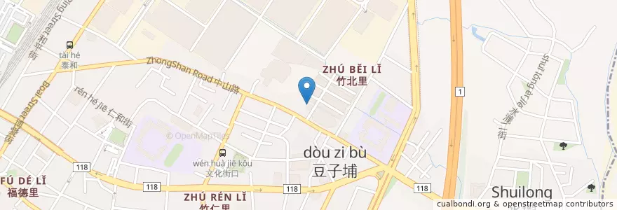 Mapa de ubicacion de 竹北社區活動中心 en تایوان, 臺灣省, 新竹縣, 竹北市.