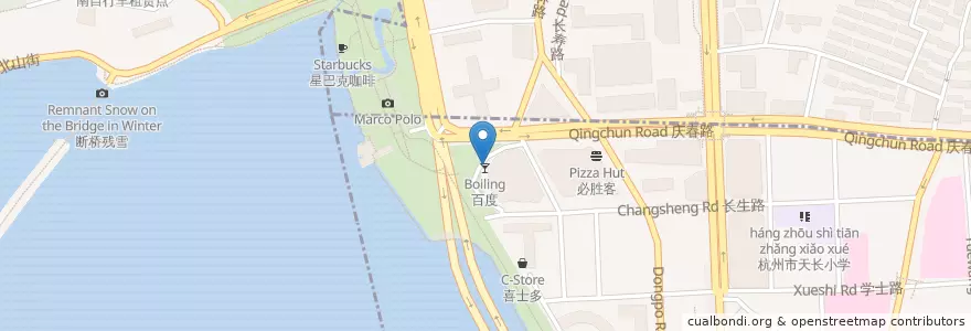 Mapa de ubicacion de 1991 en 中国, 浙江省, 杭州市, 上城区, 湖滨街道.
