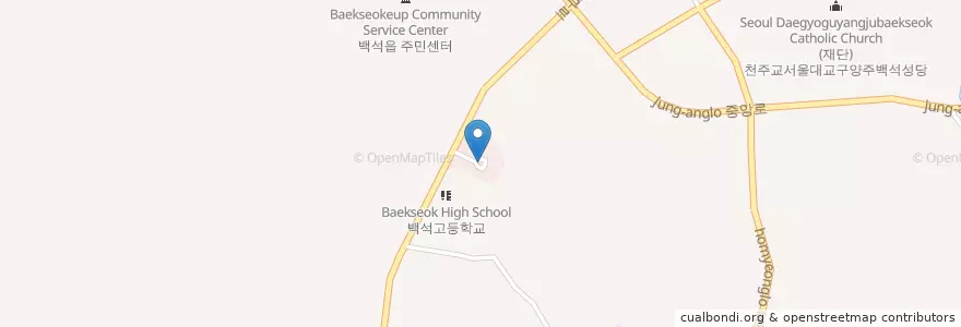 Mapa de ubicacion de 양주시립 꿈나무 도서관 en Korea Selatan, Gyeonggi, 양주시, 백석읍.