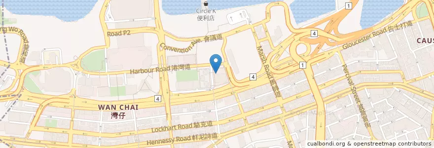 Mapa de ubicacion de KFC en China, Cantão, Hong Kong, Ilha De Hong Kong, Novos Territórios, 灣仔區 Wan Chai District.