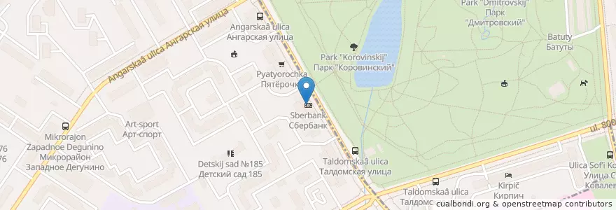 Mapa de ubicacion de Sberbank en Russia, Central Federal District, Moscow, Northern Administrative Okrug, Dmitrovsky District, Zapadnoye Degunino District.