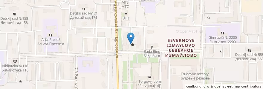 Mapa de ubicacion de Отрыв en روسيا, Центральный Федеральный Округ, Москва, Восточный Административный Округ, Район Северное Измайлово.