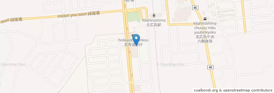 Mapa de ubicacion de ポスト en 日本, 北海道, 石狩振興局, 北広島市.