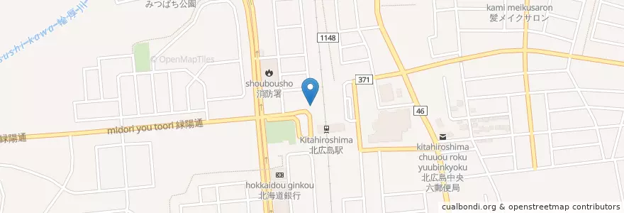 Mapa de ubicacion de 公衆電話 en 日本, 北海道, 石狩振興局, 北広島市.