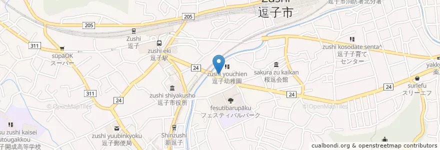 Mapa de ubicacion de 飯田歯科医院 en Япония, Канагава, Дзуси.