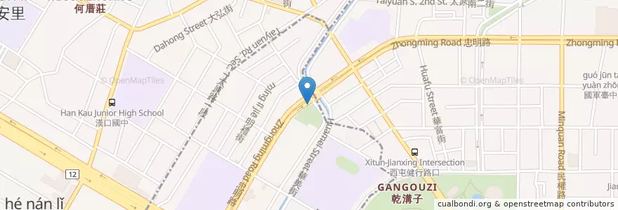 Mapa de ubicacion de 忠誠公園 en تايوان, تاي شانغ, 西區.