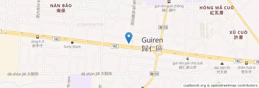 Mapa de ubicacion de 尚介讚香雞排 en Taiwan, Tainan, Guiren.