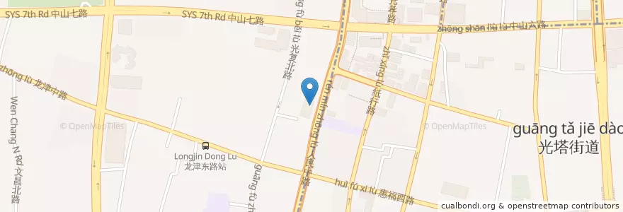Mapa de ubicacion de 招商银行 en 中国, 广东省, 广州市, 越秀区, 龙津街道.