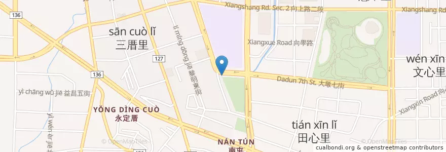 Mapa de ubicacion de 大墩七街河南路口 en 臺灣, 臺中市, 南屯區.