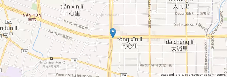 Mapa de ubicacion de 五權西文心路口 en Taiwan, Taichung, 南屯區.