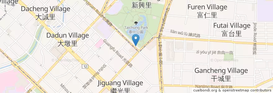 Mapa de ubicacion de 臺中公園 en Taiwan, 臺中市, 中區.