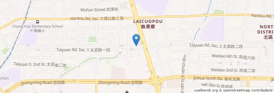 Mapa de ubicacion de 太原北中清路口 en 臺灣, 臺中市, 北區.