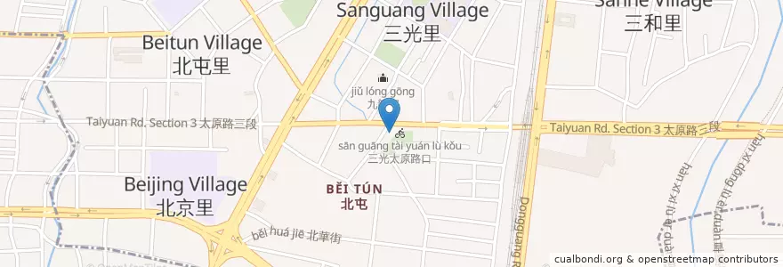 Mapa de ubicacion de 三光太原路口 en Тайвань, Тайчжун, 北屯區.