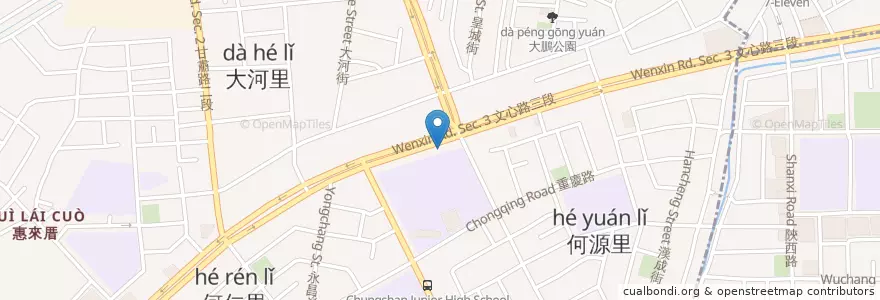 Mapa de ubicacion de 文華高中 en Tayvan, Taichung, 西屯區.